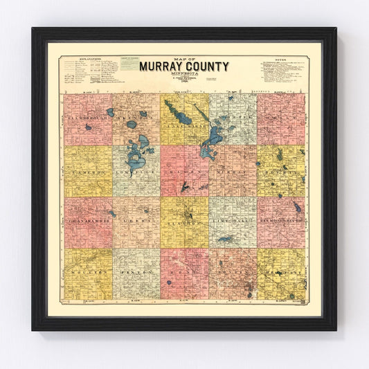 Vintage Map of Murray County, Minnesota 1898