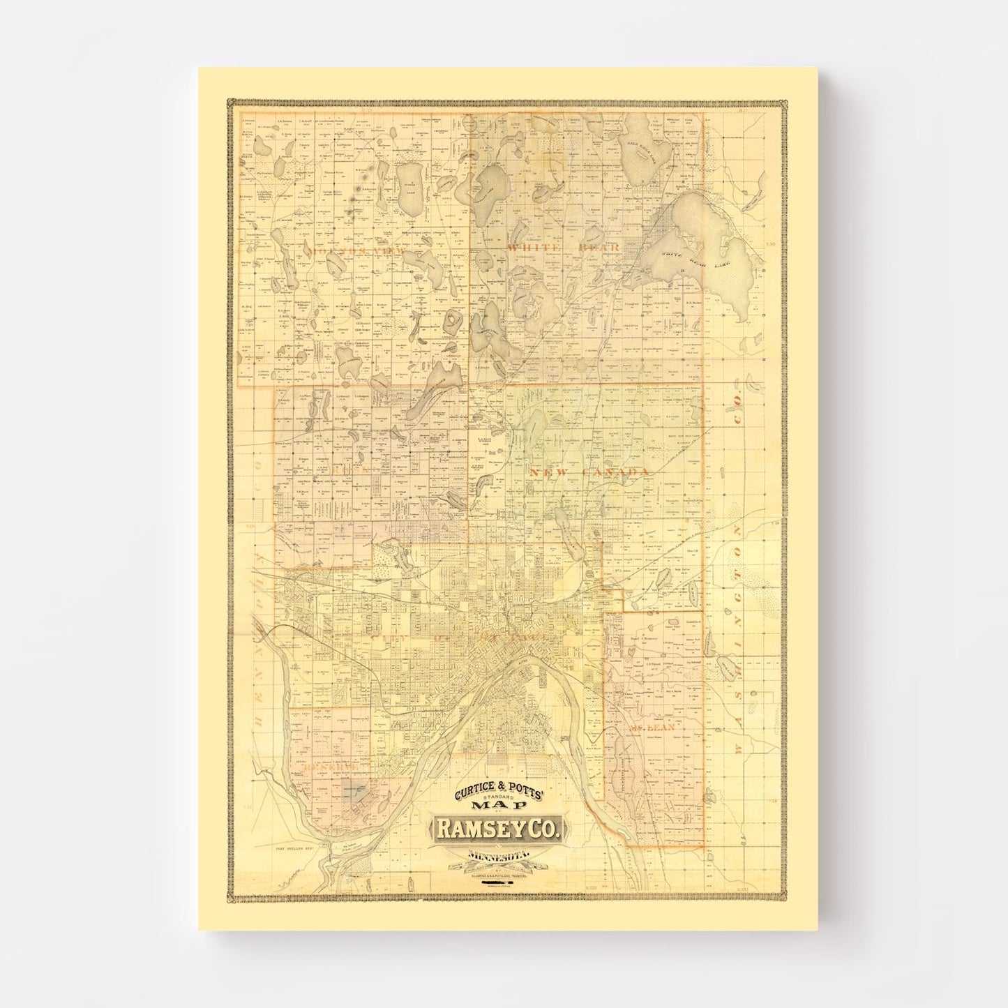 Vintage Map of Ramsey County, Minnesota 1885