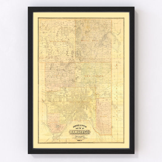 Vintage Map of Ramsey County, Minnesota 1885