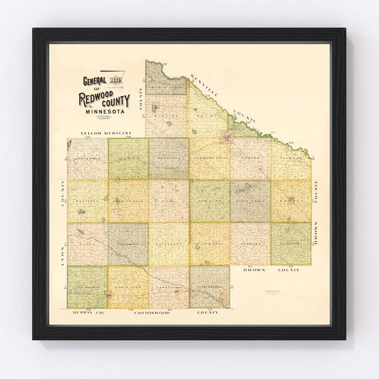 Vintage Map of Redwood County, Minnesota 1898