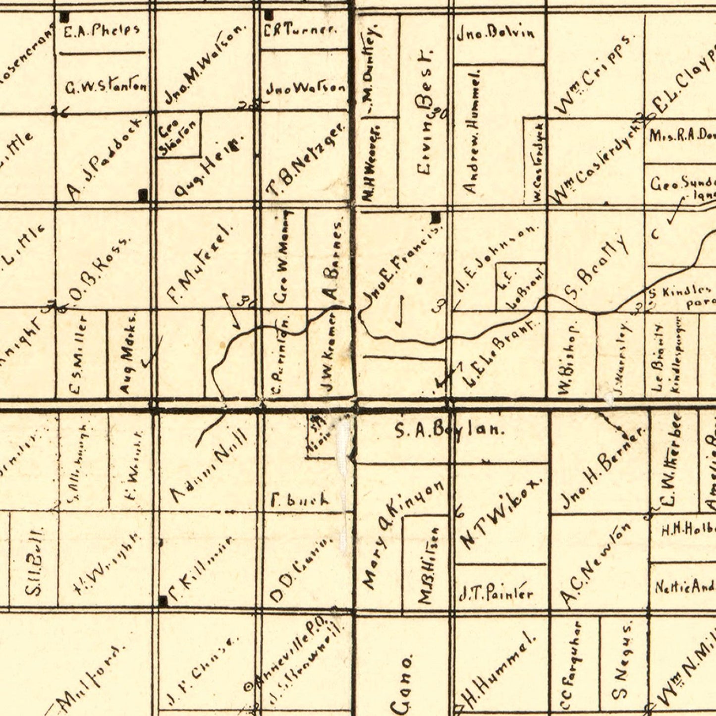 Vintage Map of Clay County, Iowa 1896
