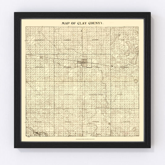 Vintage Map of Clay County, Iowa 1896