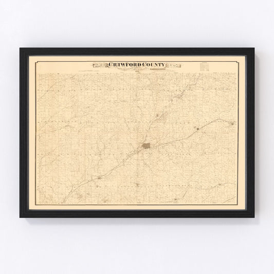 Vintage Map of Crawford County, Iowa 1883