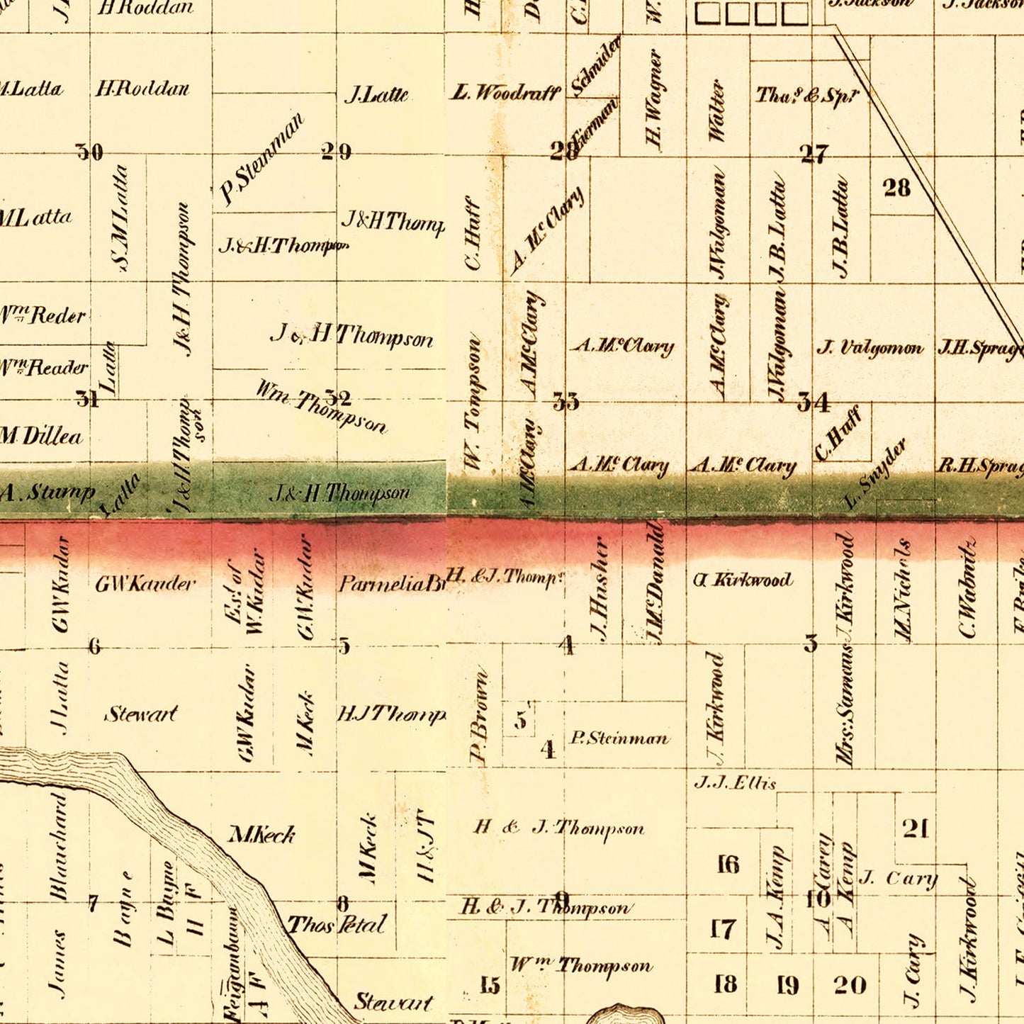 Vintage Map of Louisa County, Iowa 1858