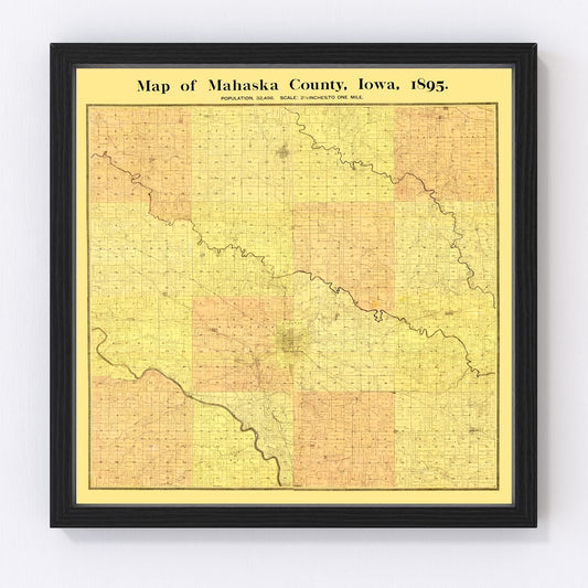 Vintage Map of Mahaska County, Iowa 1895