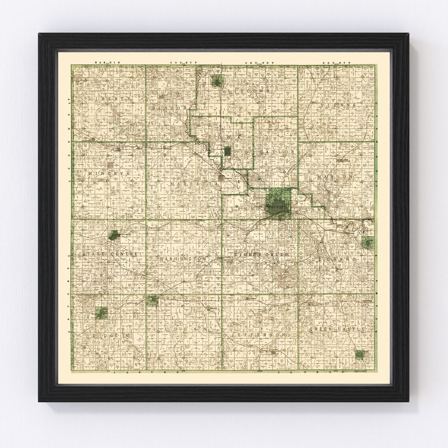 Vintage Map of Marshall County, Iowa 1896