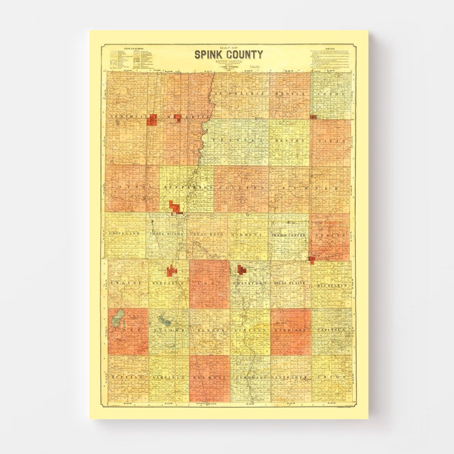Vintage Map of Spink County, South Dakota 1899