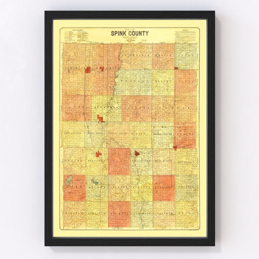 Vintage Map of Spink County, South Dakota 1899