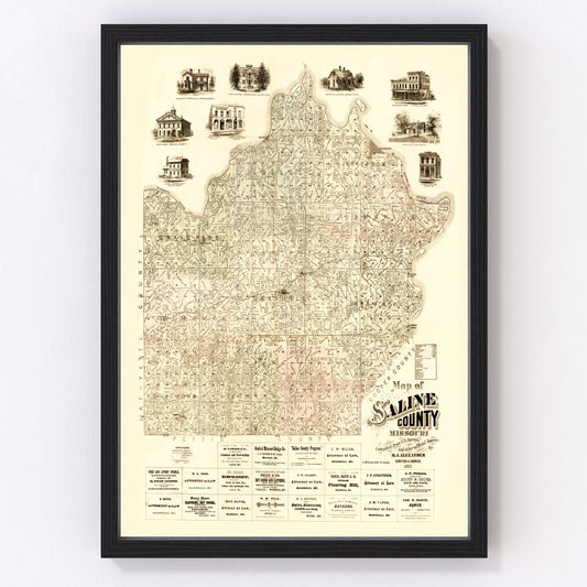 Vintage Map of Saline County, Missouri 1871