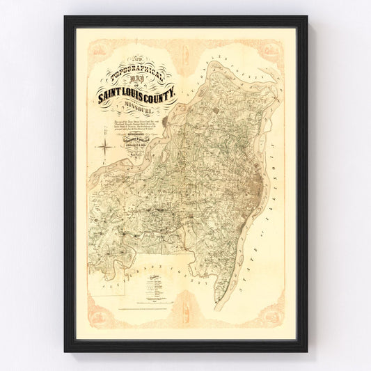 Vintage Map of Saint Louis County, Missouri 1857