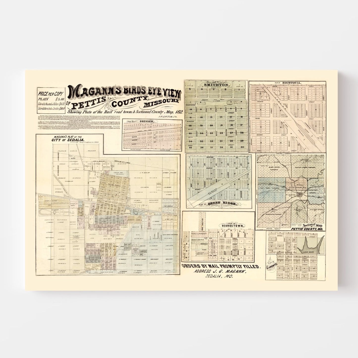 Vintage Map of Pettis County, Missouri 1872