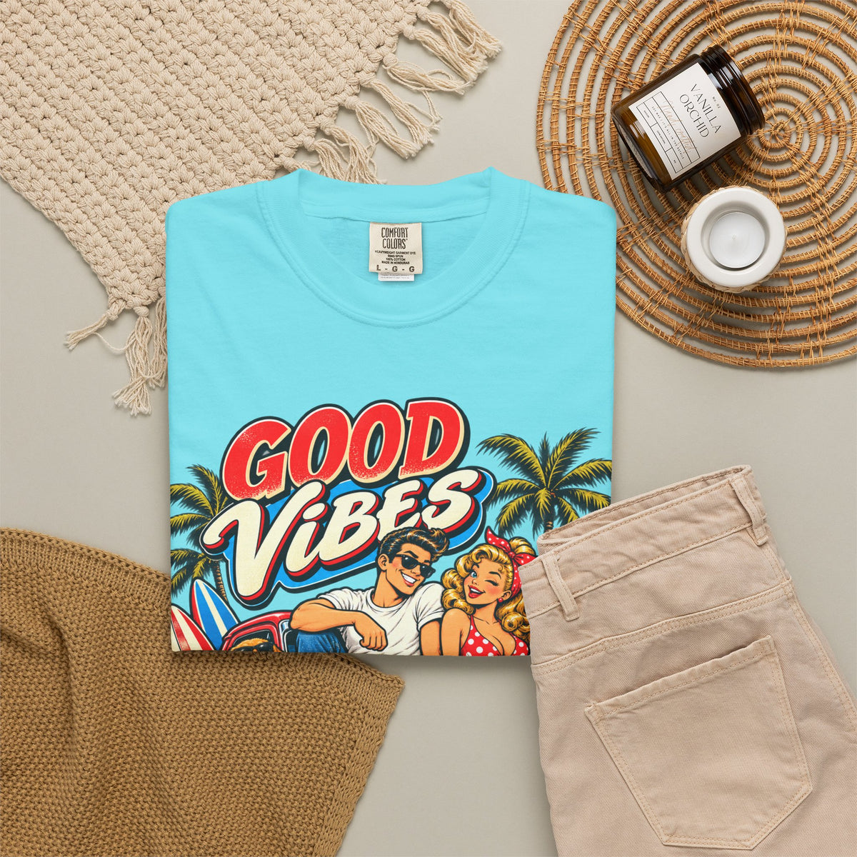 Good Vibes Retro Beach T-Shirt