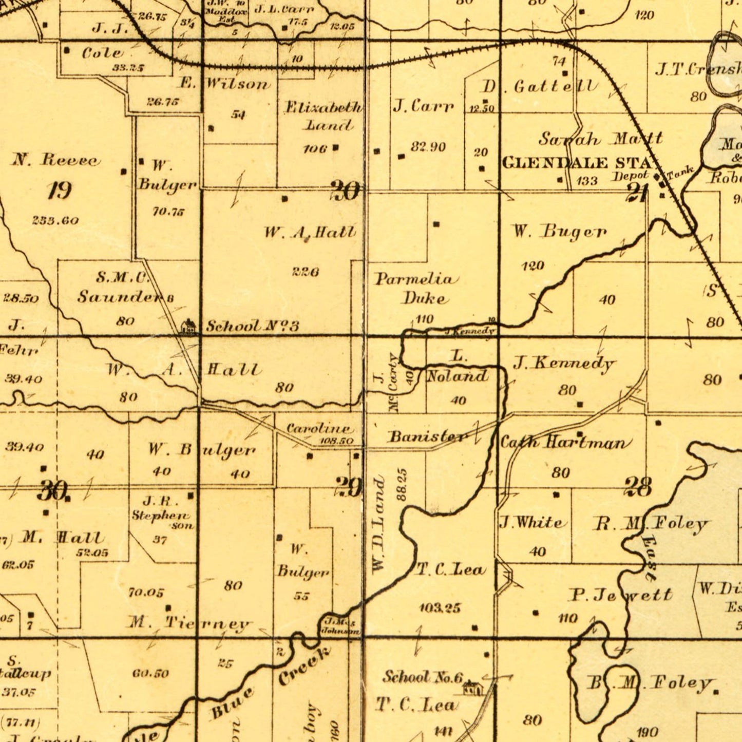 Vintage Map of Jackson County, Missouri 1887