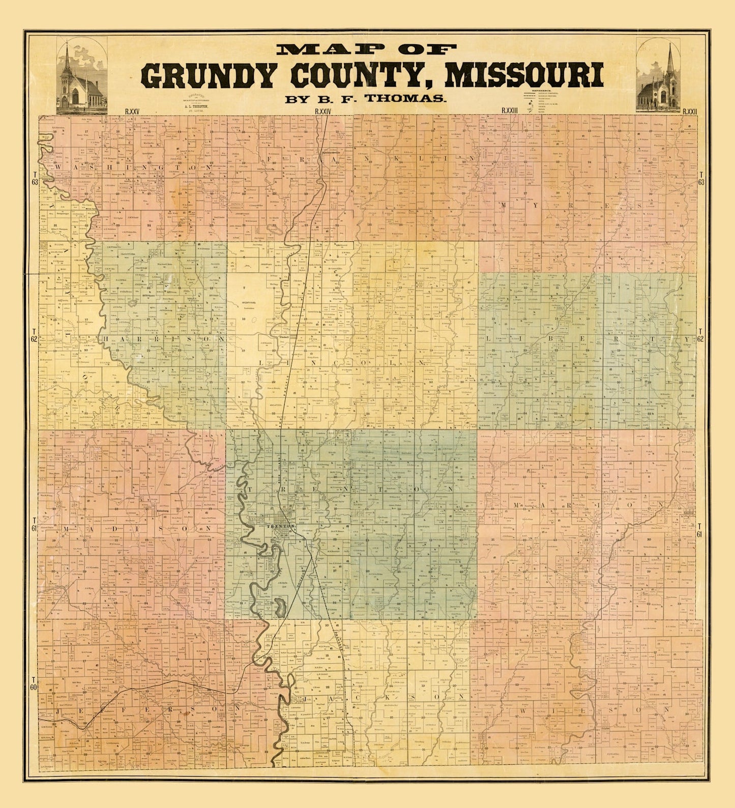Vintage Map of Gundy County, Missouri 1890