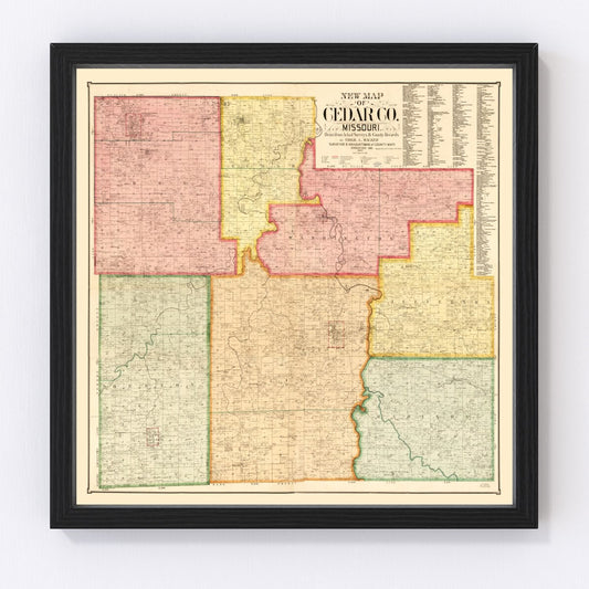 Vintage Map of Cedar County, Missouri 1897