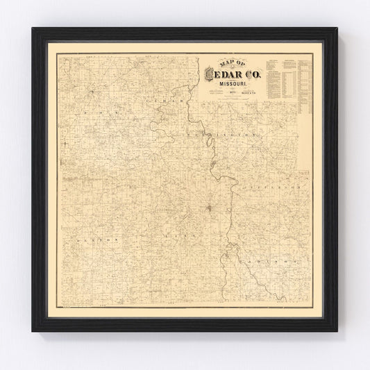 Vintage Map of Cedar County, Missouri 1879