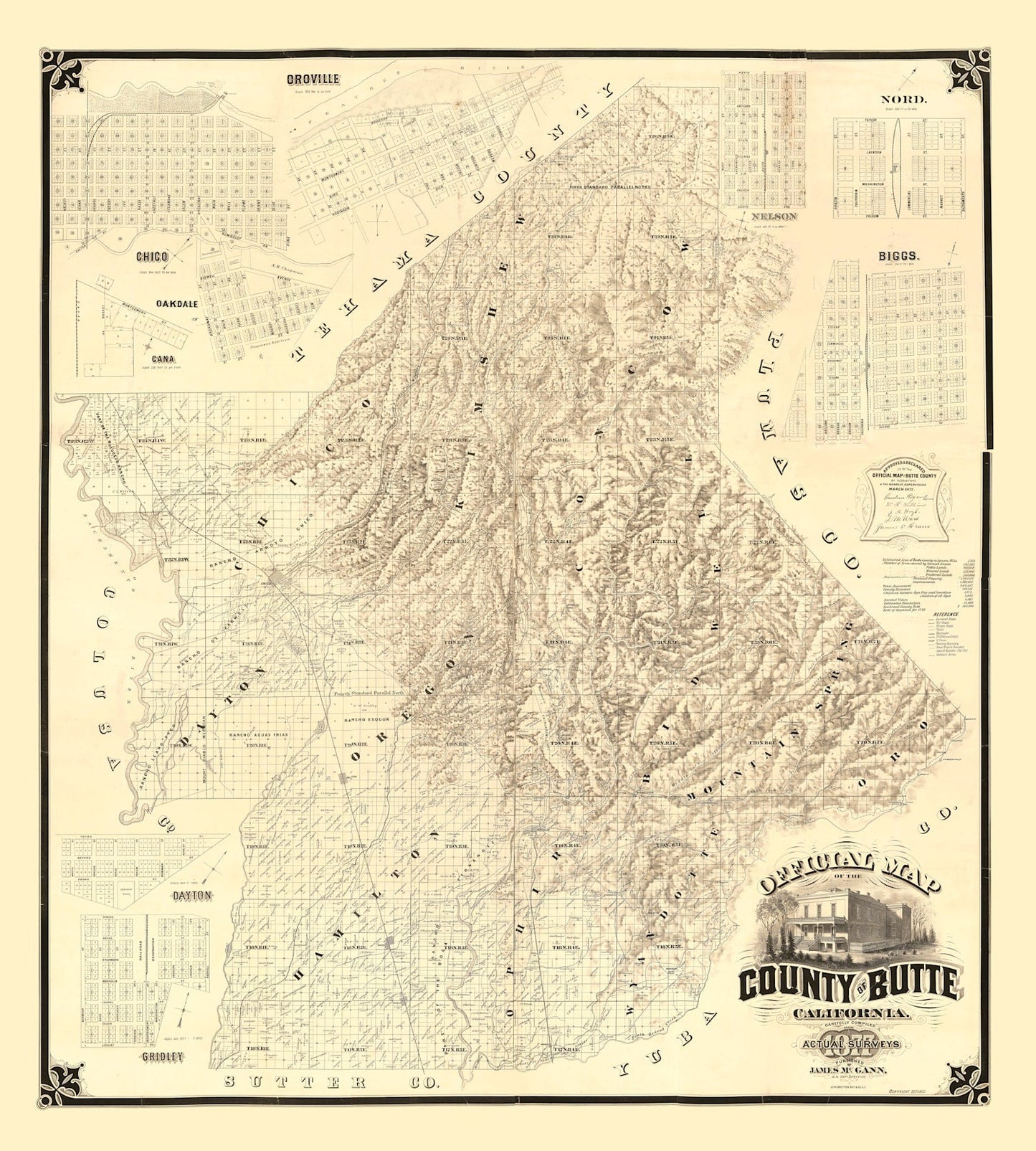 Vintage Map of Butte County, California 1877