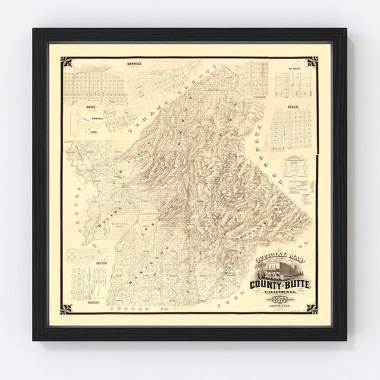 Vintage Map of Butte County, California 1877