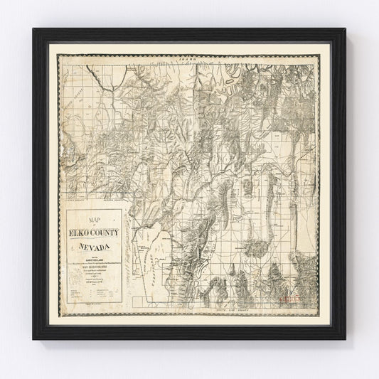 Vintage Map of Elko County, Nevada 1894