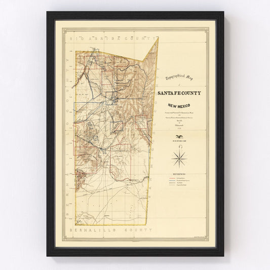 Vintage Map of Santa Fe County, New Mexico 1888