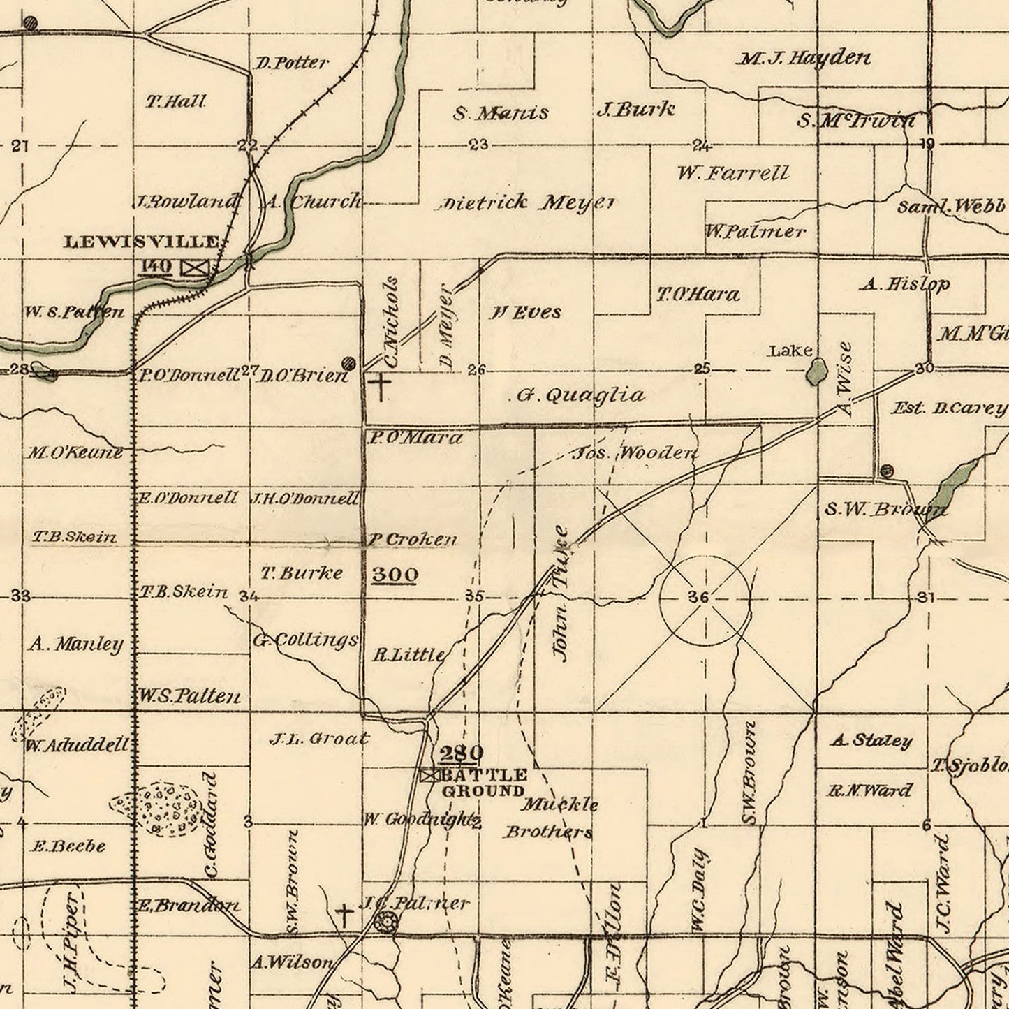 Vintage Map of Clark County, Washington 1888