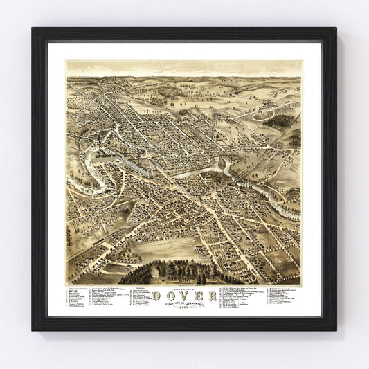 Vintage Map of Dover, New Hampshire 1877