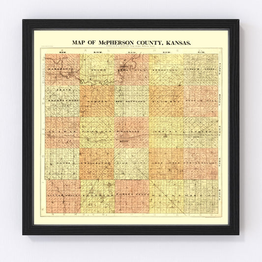 Vintage Map of McPherson County, Kansas 1898