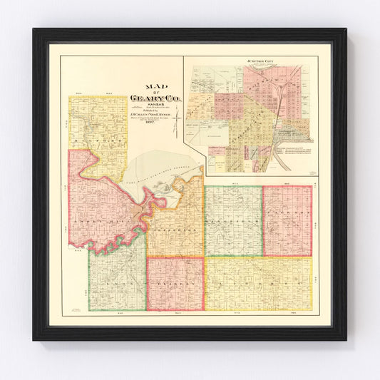 Vintage Map of Geary County, Kansas 1897