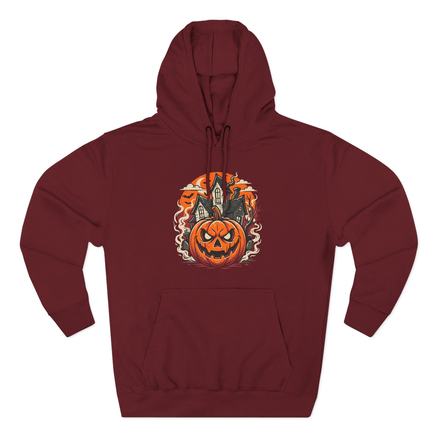 Halloween Pumpkin Hoodie — Jack-O'-Lantern Haunted House Fleece Hoodie