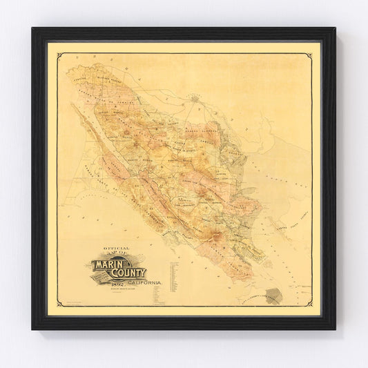 Vintage Map of Marin County, California 1892