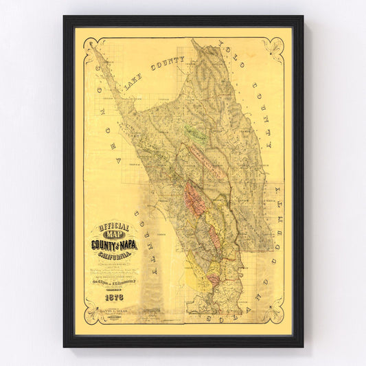 Vintage Map of Napa County, California 1876