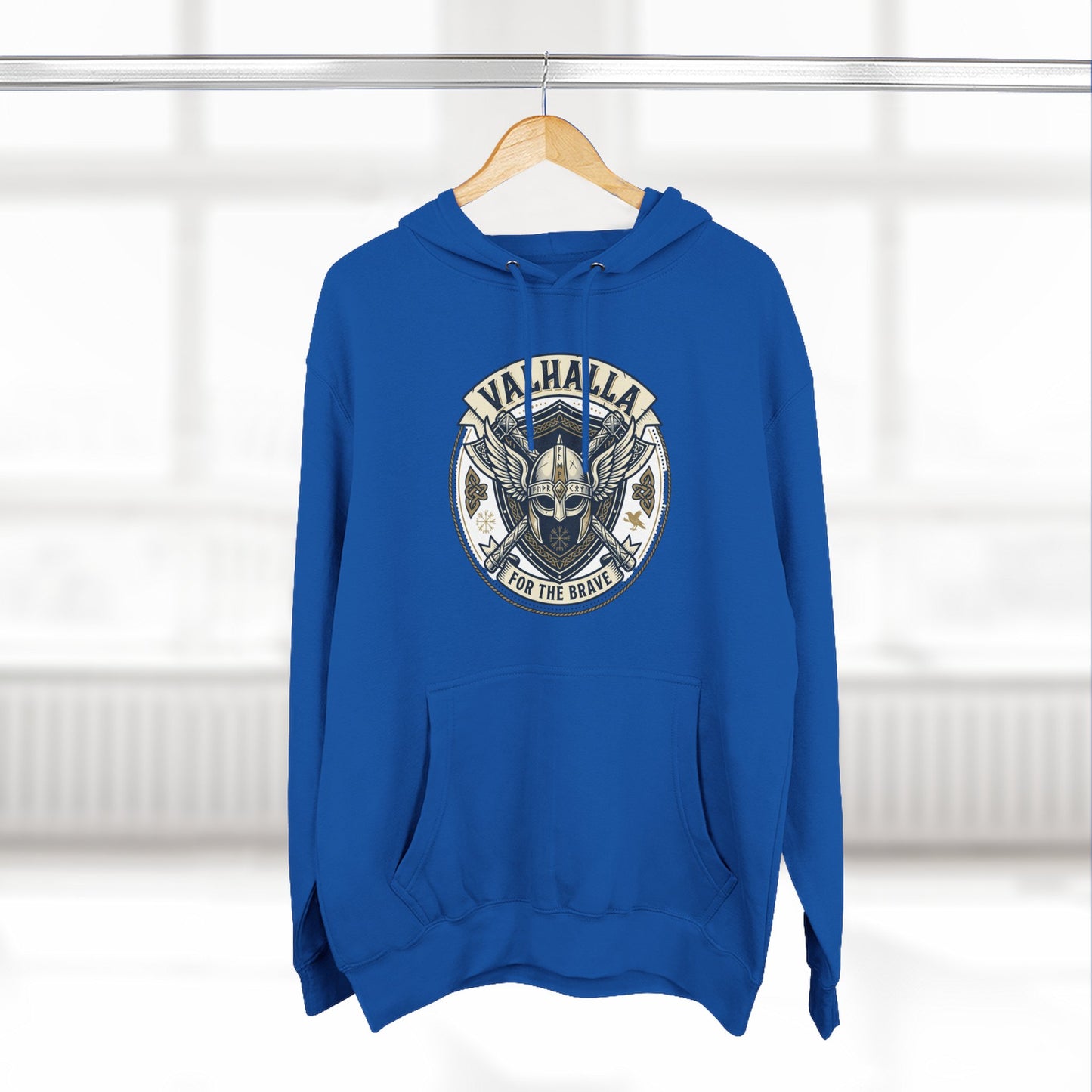 Viking Valhalla Skull Hoodie – "For the Brave" Graphic Fleece Hoodie