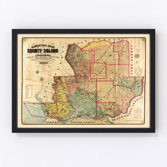 Vintage Map of Solano County, California 1890