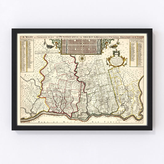 Vintage Map of Pennsylvania 1687