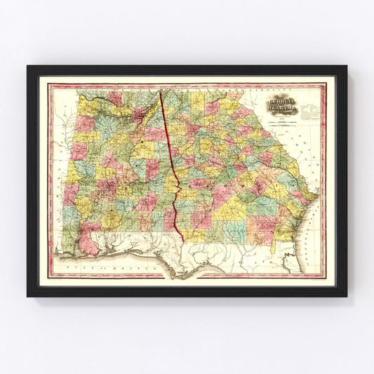 Vintage Map of Alabama 1853