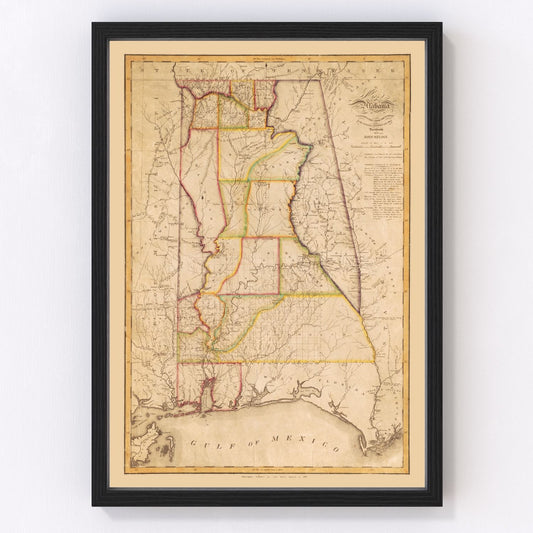 Vintage Map of Alabama 1818
