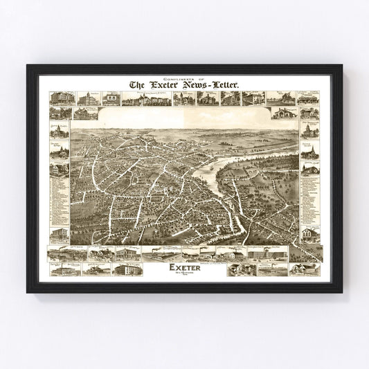 Vintage Map of Exeter, New Hampshire 1877