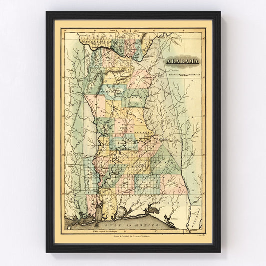 Vintage Map of Alabama 1826