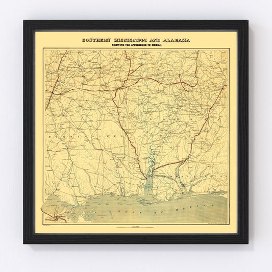 Vintage Map of Alabama 1863