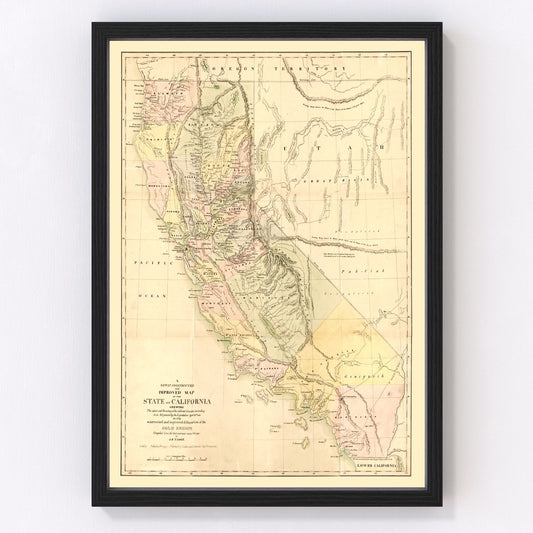 Vintage Map of California 1851