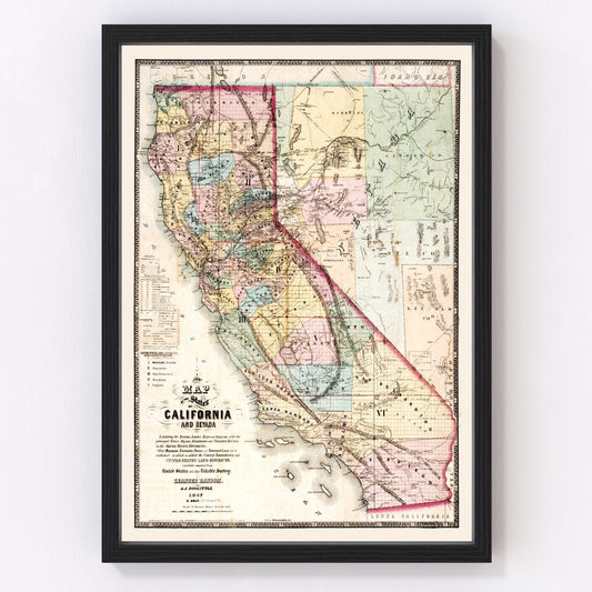 Vintage Map of California 1867