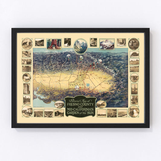 Vintage Map of Fresno County, California 1923