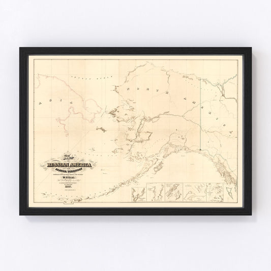 Vintage Map of Alaska 1867