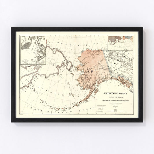 Vintage Map of Alaska 1867
