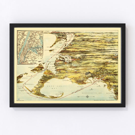 Vintage Map of Connecticut 1905