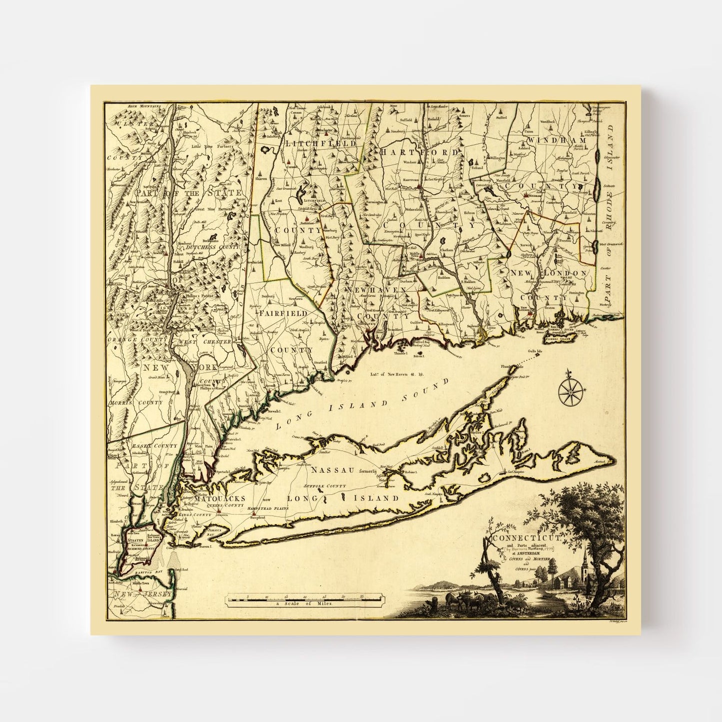 Vintage Map of Connecticut 1780