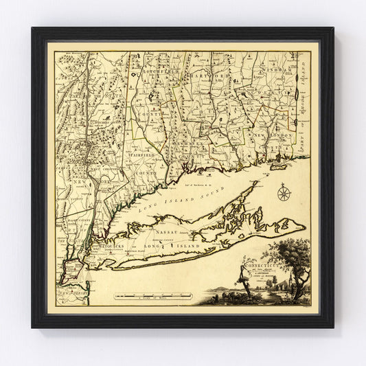 Vintage Map of Connecticut 1780