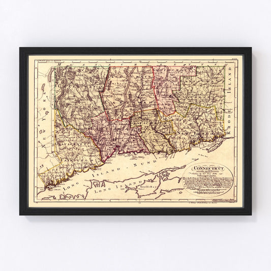 Vintage Map of Connecticut 1796