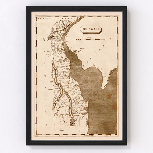 Vintage Map of Delaware 1804