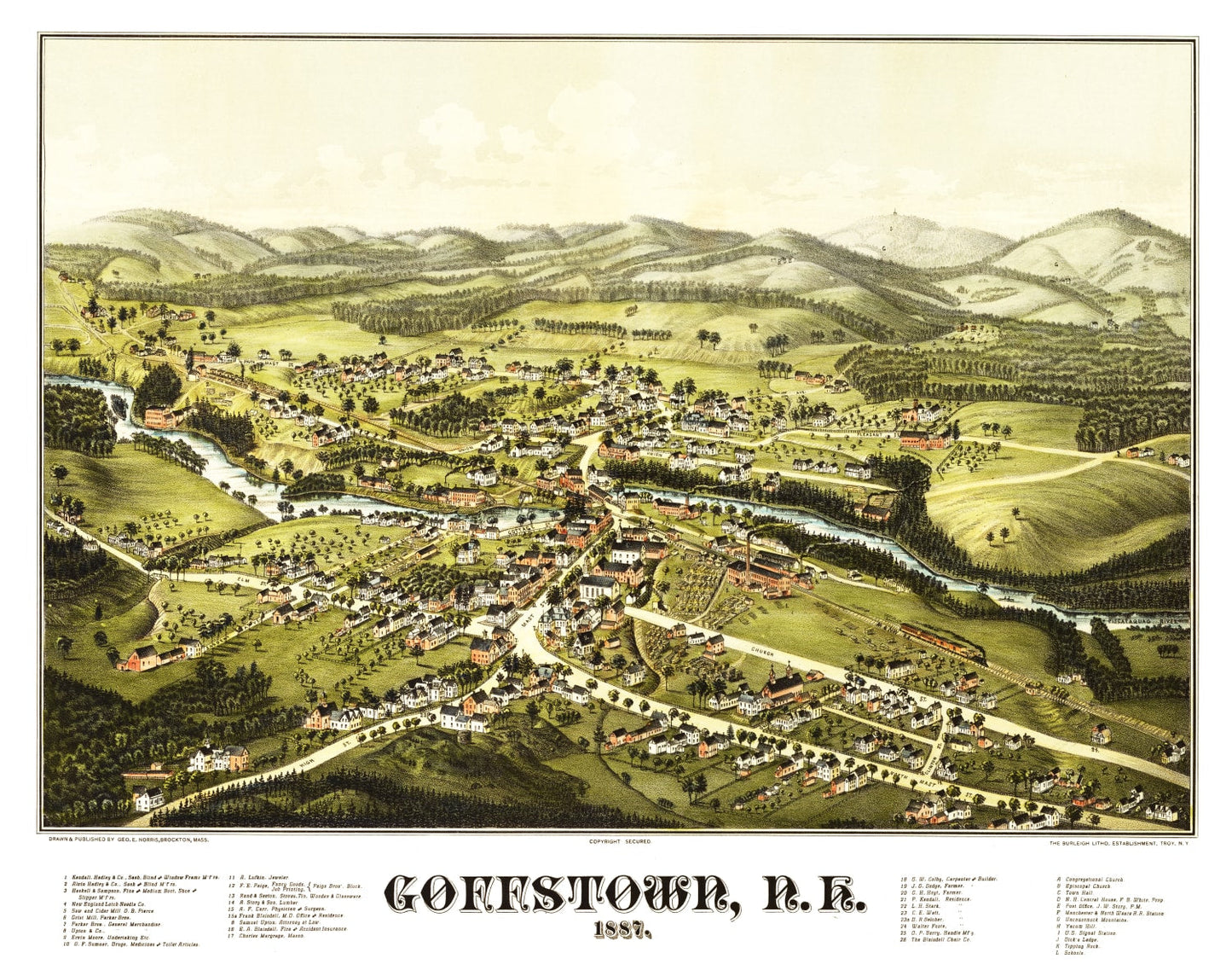 Vintage Map of Goffstown, New Hampshire 1887
